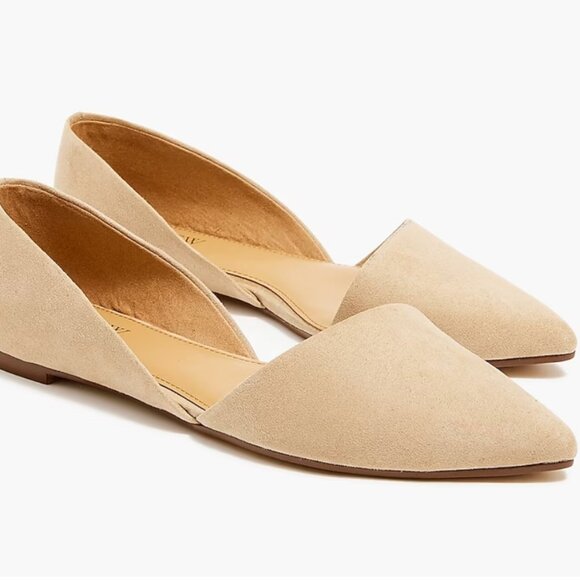 New J. Crew Factory Sueded Zoe D'Orsay Flats, Tan, Women's Size 8 - Picture 1 of 15